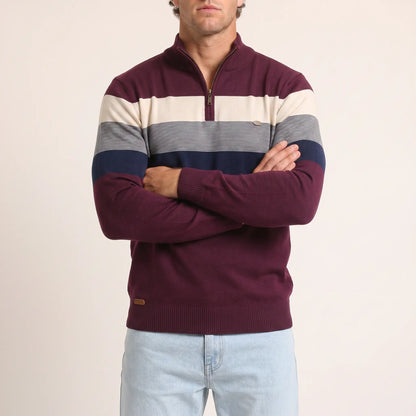 The Tasman Quarter-Zip Striped Knit