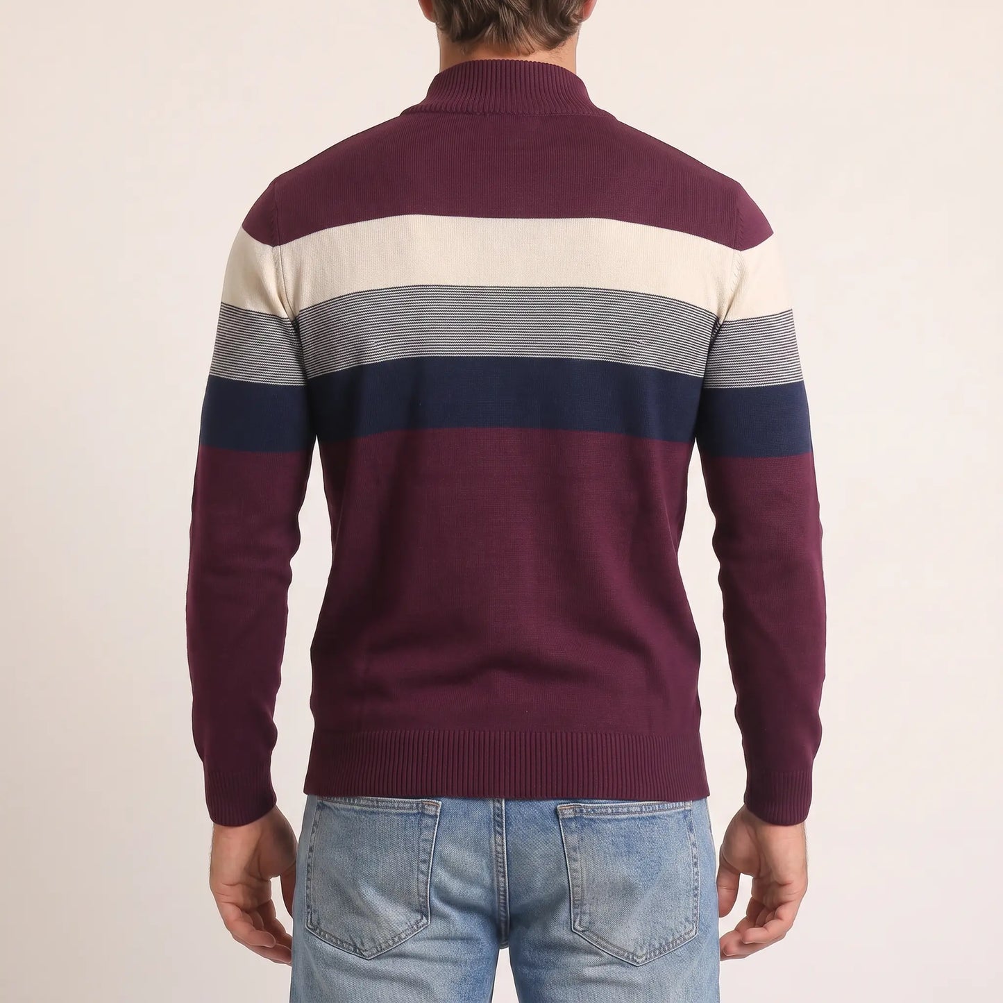 The Tasman Quarter-Zip Striped Knit