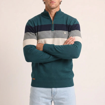 The Tasman Quarter-Zip Striped Knit