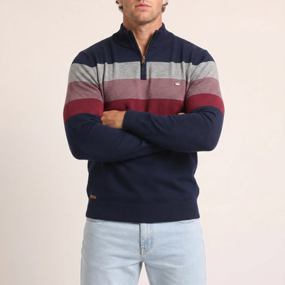 The Tasman Quarter-Zip Striped Knit