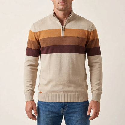 The Tasman Quarter-Zip Striped Knit