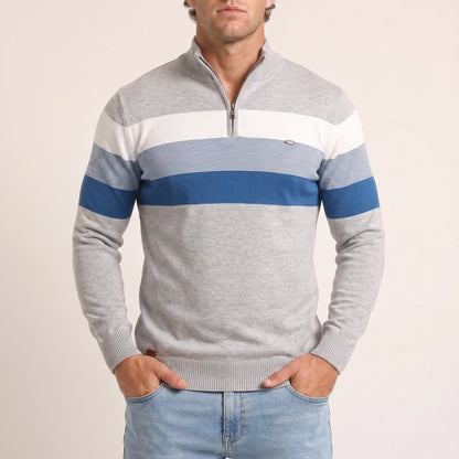 The Tasman Quarter-Zip Striped Knit