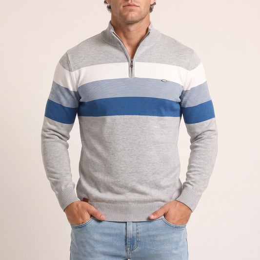 The Tasman Quarter-Zip Striped Knit