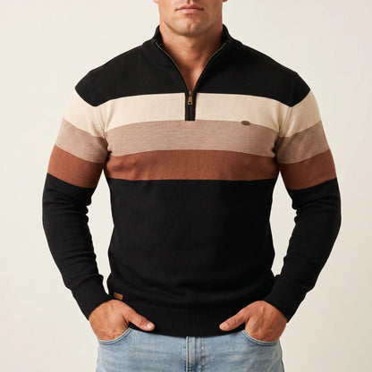 The Tasman Quarter-Zip Striped Knit
