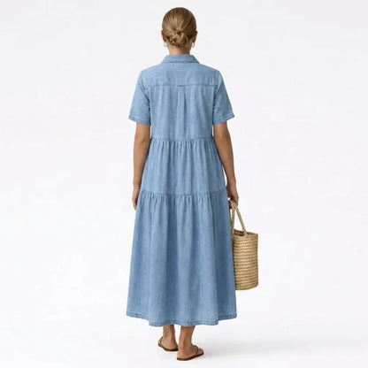 The Audrey Denim Print Midi Dress